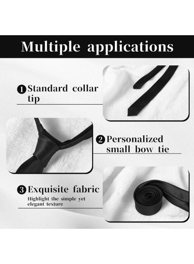 Black Skinny Tie for Women and Men, Adjustable Zipper Skinny Ties, Solid Color Black Ties for Wedding Business - Image 4